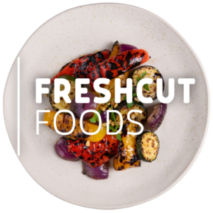 Freshcuts food logo over a plate of food