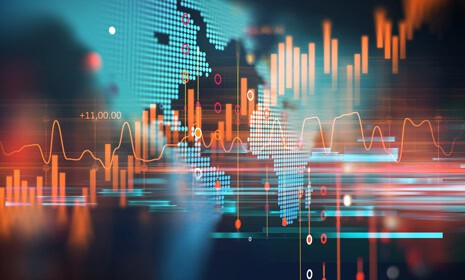 Image representing the stock market graphs. STRAT 7 can help financial services businesses