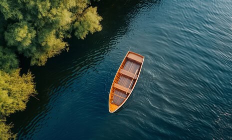 A rowing boat on a lake