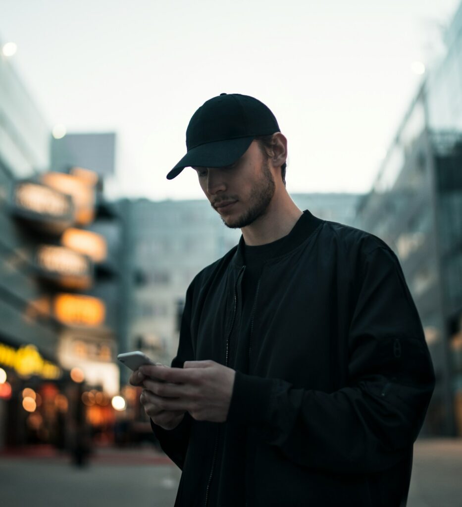 Man using smartphone