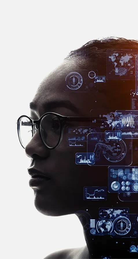 Woman with overlaid graphics